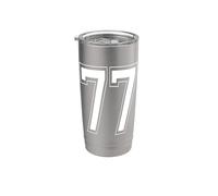 Numéro 77 Style universitaire Bold Sports Anniversaire Gobelet isotherme en acier inoxydable double paroi