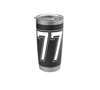 Numéro 77 Style universitaire Bold Sports Anniversaire Gobelet isotherme en acier inoxydable double paroi