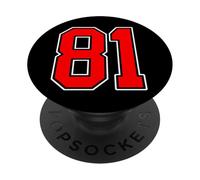 Numéro 81 Red College Sports Team Style PopSockets PopGrip Adhésif