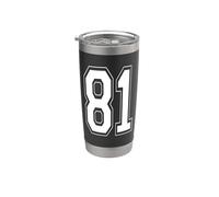 Numéro 81 Style universitaire Bold Sports Anniversaire Gobelet isotherme en acier inoxydable double paroi
