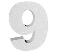 Numéro 9 (nouveau) en polystyrène 3D (25 cm de hauteur), épaisseur 4 cm - pour décoration d’enseignes et inscriptions