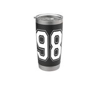 Numéro 98 Style universitaire Bold Sports Anniversaire Gobelet isotherme en acier inoxydable double paroi