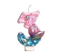 Numéro d'anniversaire sur le thème des sirènes avec paillettes scintillantes et perles pour fêtes, gâteaux et occasions spéciales