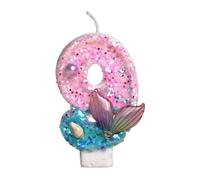 Numéro d'anniversaire sur le thème des sirènes avec paillettes scintillantes et perles pour fêtes, gâteaux et occasions spéciales