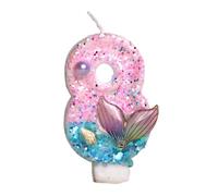 Numéro d'anniversaire sur le thème des sirènes avec paillettes scintillantes et perles pour fêtes, gâteaux et occasions spéciales