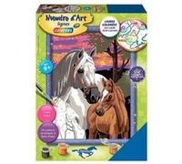 Numéro D'art Chevaux Au Coucher Du Soleil 18x24cm - Peinture - Ravensburger