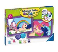 Numero d'Art Licornes 2 tableaux 32x22cm, Grand Format - Enfant, Junior 5-7 ans - Peinture - Set Jeu creatif + carte animaux