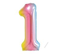 Numéro de ballon 1 e anniversaire|Ballon arc-en-ciel géant 40" - 101cm décoration d'anniversaire - Décoration de numéro de ballon d'anniversaire. Envolé avec de l'hélium