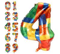 Numéro de Bloc de Construction, 81cm Grand Ballon en Mylar en Feuille d'Hélium Pour les Fêtes à Thème des Fêtes d'Enfants et Décorations d'Anniversaire (4)