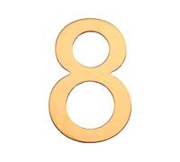 Numéro de boite aux lettres, Chiffre de rue, Maison en Acier Inoxydable Doré - Adhésif Autocollant fort - 76 mm - 8 - Huit