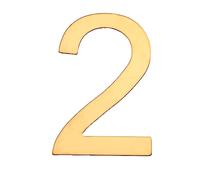 Numéro de boite aux lettres, Chiffre de rue, Maison en Acier Inoxydable Doré - Adhésif Autocollant fort - 76 mm - 2 - Deux