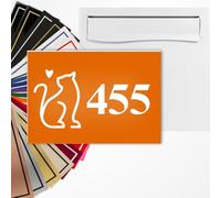 Numéro de Boîte aux Lettres Personnalisé Motif Orange/Blanc