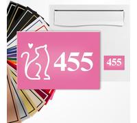 Numéro de Boîte aux Lettres Personnalisé Motif Rose/Blanc