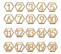numéro de la réception signe de siège, Plaques d'immatriculation de Table hexagonale en bois avec numéros de Base de support 1-40 40 pièces for événements(Number 1-20)
