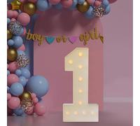 Numéro de lampe LED - Chiffres lumineux 0 1 2 3 4 5 6 7 8 9 - Lumières blanc chaud - 10 LED - Décoration de mariage pour anniversaire, fête, mariage, vacances, maison et bar - 100 cm (1)