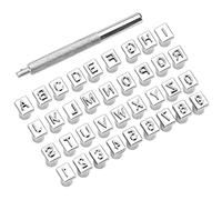 Numéro de lettre en cuir 6 mm Set en cuir kit en plateau en cuir Alphabet Scarving Punch Tool pour bricolage Art en cuir fait à la main 36pcs