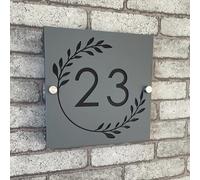 Numéro de maison 3D en acrylique personnalisé moderne pour maison, hôtel, extérieur - Lettre numérique à faire soi-même - Gris + noir, 20 x 20 cm