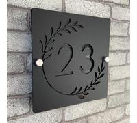 Numéro de maison 3D en acrylique personnalisé moderne pour maison, hôtel, extérieur - Lettre numérique à faire soi-même (noir + noir, 25 x 25 cm)