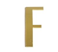 Numéro de maison auto-adhésif doré en métal, lettres l'alphabet anglais for appartement, chambre, plaque porte, Table, boîte aux, autocollants 7cm, 1 pièces(F)