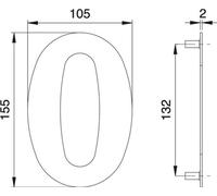 Numéro de maison chiffre 0 VA ma 150mm L.105mm EDI