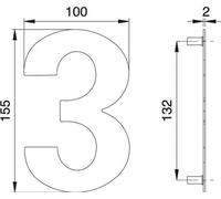 Numéro de maison chiffre 3 VA ma 150mm L.100mm EDI