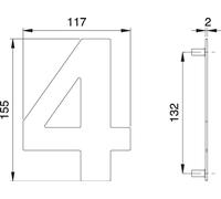 Numéro de maison chiffre 4 VA ma 150mm L.117mm EDI