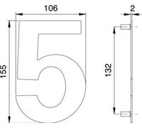 Numéro de maison chiffre 5 VA ma 150mm L.106mm EDI