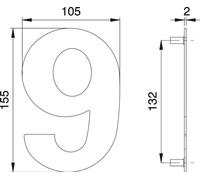 Numéro de maison chiffre 6/9 VA ma 150mm L.105mm EDI