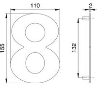 Numéro de maison chiffre 8 VA ma 150mm L.110mm EDI
