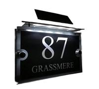 Numéro De Maison Customized House Number Personalised! Modern House Signs Plaques Door Numbers 1-9999 Street Name Solar Light Door Sign
