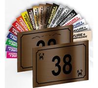 Numéro De Maison Déco Personnalisable - Plaque De Numéro De Rue PVC Extérieur - Logo Ou Motif Et Numéro Gravé - Fixation Adhésif Ou Trous Ou Cache Vis - 15 x 10 cm (Bronze Métallisé + Dessin)