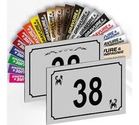 Numéro De Maison Déco Personnalisable - Plaque De Numéro De Rue PVC Extérieur - Logo Ou Motif Et Numéro Gravé - Fixation Adhésif Ou Trous Ou Cache Vis - 15 x 10 cm (Gris Mat + Dessin)