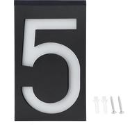 Numéro de maison éclairé LED Lampe solaire pour maison Hôtel Store, Applique murale LED Durée d'éclairage> 8 heures(Numéro 5)
