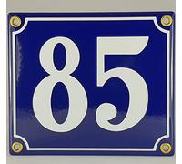 Numéro de maison en émail N° 85 Bleu/blanc « Fait à la main »