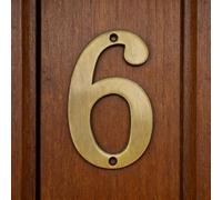 Numéro de maison en laiton massif, 101 mm, plaque d'adresse en métal pour boîte aux lettres, appartement, porte extérieure, numéro 6