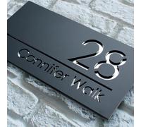 Numéro de maison extérieur personnalisé 3D flottant - Numéro résidentiel extérieur - Adresse de rue murale - Nom de la chambre - Panneau de porte décoratif (gris + argent)