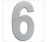 Numéro de maison extérieur, portail ou garage, 20 cm, acier inoxydable AISI 304, installation adhésive numéro 6