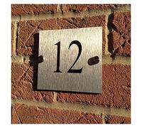 Numero de Maison Exterieur Résistant Maison Numéro de maison d'argent en plein air Matériau composite aluminium brossé Plaque(14x10cm)