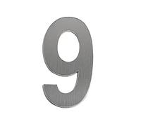 Numéro de Maison Flottant Autocollant 50/75/90mm noir argent acier inoxydable auto-adhésif numéro de maison autocollant Plaque porte numéros signe for boîte aux lettres(Silver 9,50mm)