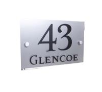 Numéro de Maison Flottant Autocollant Personnalisez MODERNE MAISON ADRESSE NUMÉRO DE PORTE SIGNE NOM PLAQUE EFFET VERRE(Silver,14x10cm)