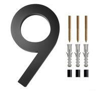 Numéro de maison flottant de 15,2 cm au design moderne pour adresse de maison, garage ou portail, panneau noir haute visibilité (9)