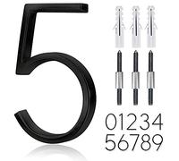Numéro de maison flottant en acier inoxydable de 12,7 cm - Numéros de maison modernes en métal - Numéro de décoration avec kit de clous, revêtement noir, signalisation de visibilité 911 (5)