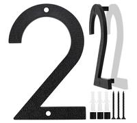 Numéro de Maison Grande Taille Noire, 20cm, Plaque Flottante de Numéro de Maison, Numéro de Rue/Porte en Plastique ABS Effet 3D pour Bureaux, Boîtes Aux Lettres, Garages (Numéro 2)