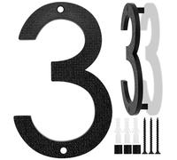 Numéro de Maison Grande Taille Noire, 20cm, Plaque Flottante de Numéro de Maison, Numéro de Rue/Porte en Plastique ABS Effet 3D pour Bureaux, Boîtes Aux Lettres, Garages (Numéro 3)
