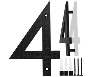 Numéro de Maison Grande Taille Noire, 20cm, Plaque Flottante de Numéro de Maison, Numéro de Rue/Porte en Plastique ABS Effet 3D pour Bureaux, Boîtes Aux Lettres, Garages (Numéro 4)