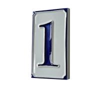 Numéro de maison italien en céramique peinte à la main en bleu et blanc 11 x 7 cm (numéro 1)