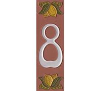 Numéro de maison italien en verre émaillé et terre cuite peinte à la main Motif citron 15 x 5 cm