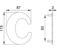 Numéro de maison lettre c VA ma 110mm L.87mm EDI