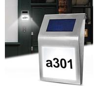 Numéro de maison lumineux à énergie solaire, IP65 étanche, en acier inoxydable, numéro