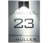 Numéro de maison lumineux à énergie solaire - Noir - Grand panneau LED personnalisé - Plaque de numéro de maison solaire - Étanche - Pour l'extérieur - Variante A - Ruban de montage